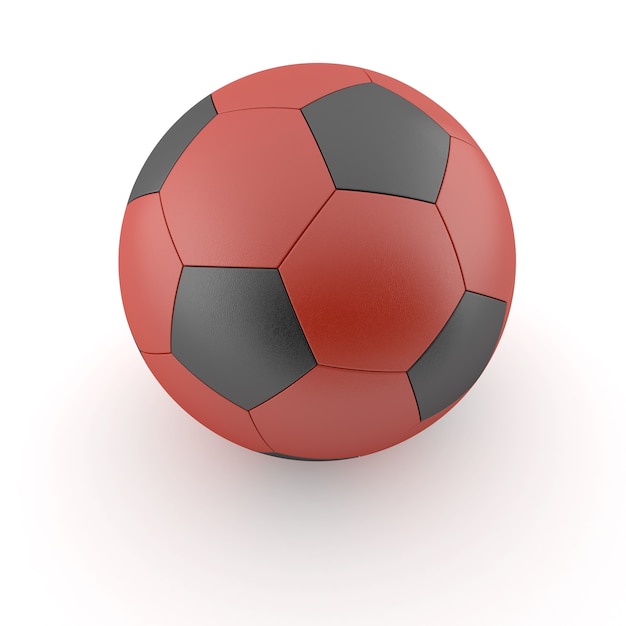 Soccer ball with a red pattern isolated