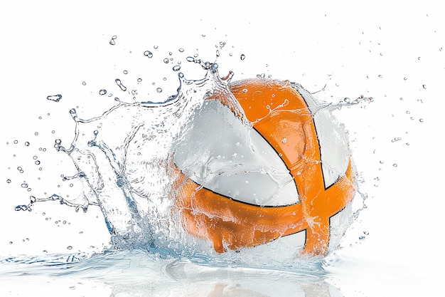 Photo a soccer ball with water splashing in the air