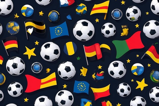 Photo soccer european championship 2024 abstract seamless pattern background soccer pattern