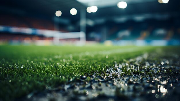 Soccer Field in Football Stadium with Line Grass Pattern