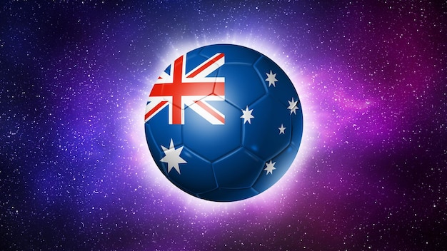 Soccer football ball with Australia flag Space background Illustration