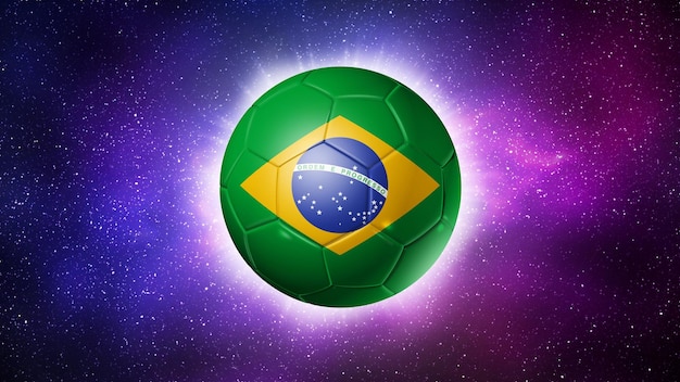 Soccer football ball with brazil flag Space background Illustration