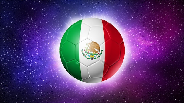 Soccer football ball with Mexico flag Space background Illustration