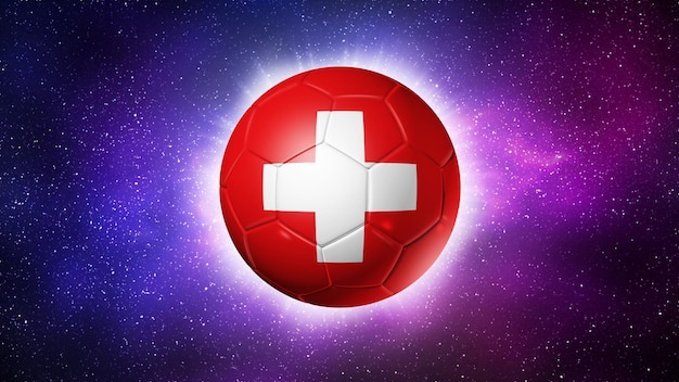 Soccer football ball with Switzerland flag Space background Illustration