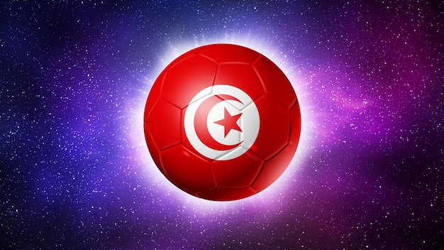 Soccer football ball with Tunisia flag Space background Illustration