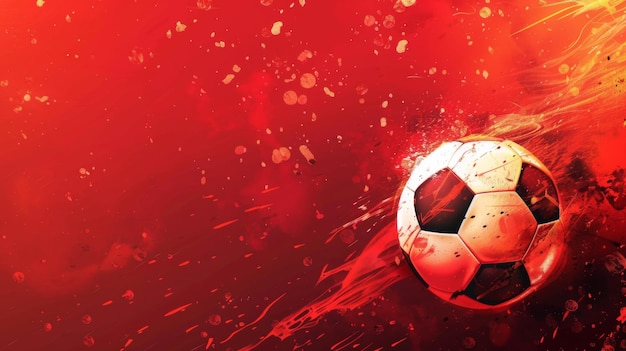 Soccer football banner background with ball Illustration generated by ai