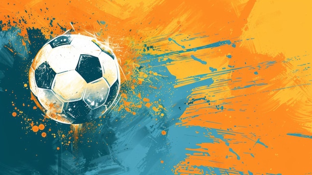 Soccer football banner background with ball Illustration generated by ai