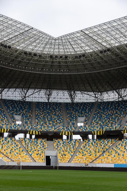 Soccer football field stadium and stadium seats