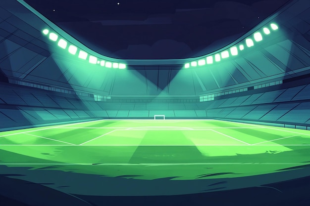 Photo soccer or football stadium with spotlight soccer arena