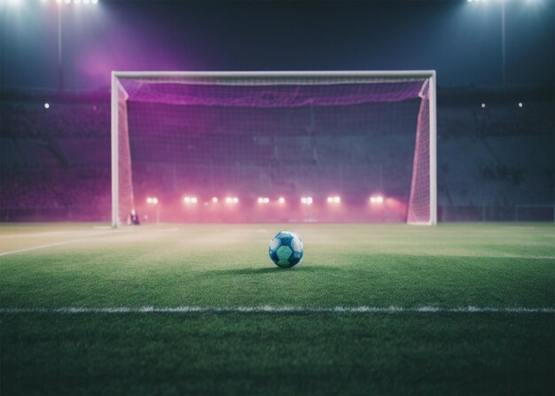 Soccer game field with neon fog