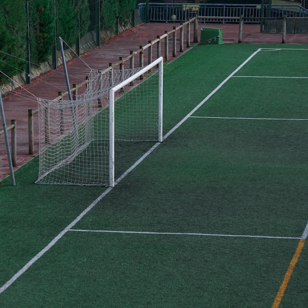 soccer goal sports equipment in the stadium