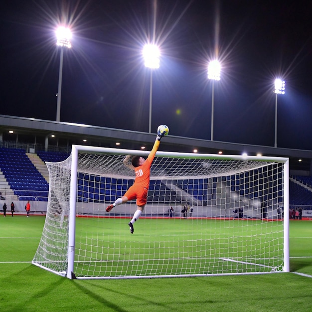 a soccer goalie is about to block a shot of the goal