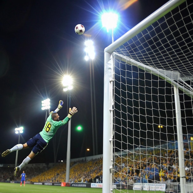 Photo a soccer goalie is about to take a shot