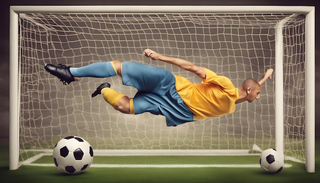 Photo soccer into goal success concept ai generated