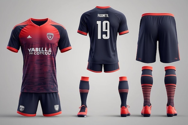 Soccer Jersey and Football Kit Presentation Mockup Template Front and Back View