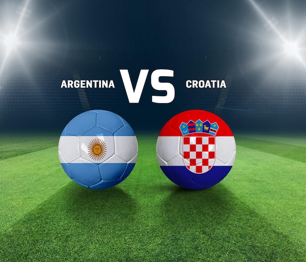 Soccer matchday template. Argentina vs Croatia Match day template. 3d rendering