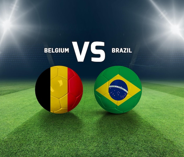 Soccer matchday template. Belgium vs Brazil Match day template. 3d rendering