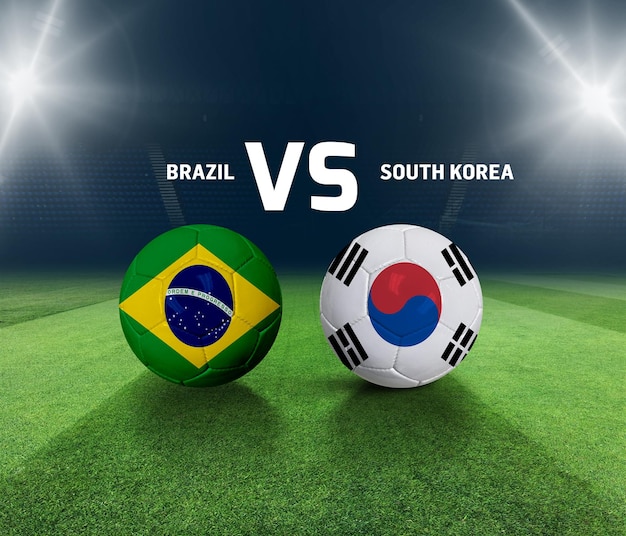 Soccer matchday template. Brazil vs South Korea Match day template.