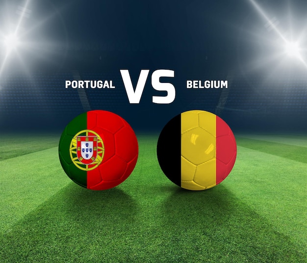 Soccer matchday template. Portugal vs Belgium Match day template. 3d rendering