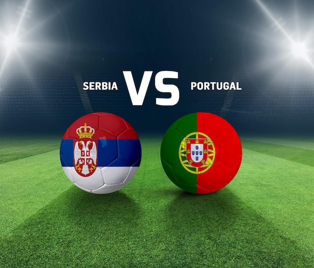 Soccer matchday template. Serbia vs Portugal Match day template.