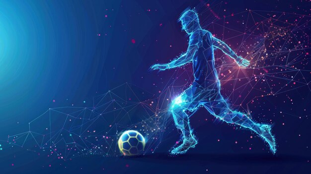 Photo soccer player football player abstract design particles ai generated