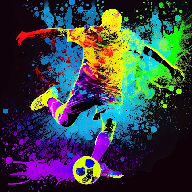 Soccer player kicking the ball