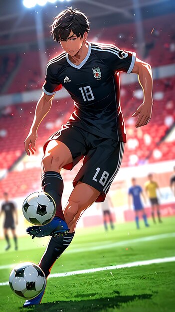 Photo a soccer player wearing a black uniform with the number 11 on it