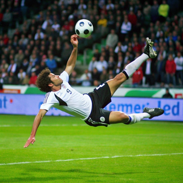 Photo a soccer player wearing a white jersey with the number 8 on it