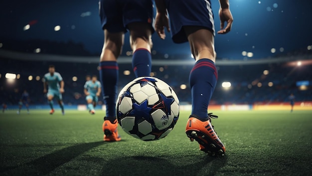 soccer players in a stadium with one wearing the number 3 on his shorts