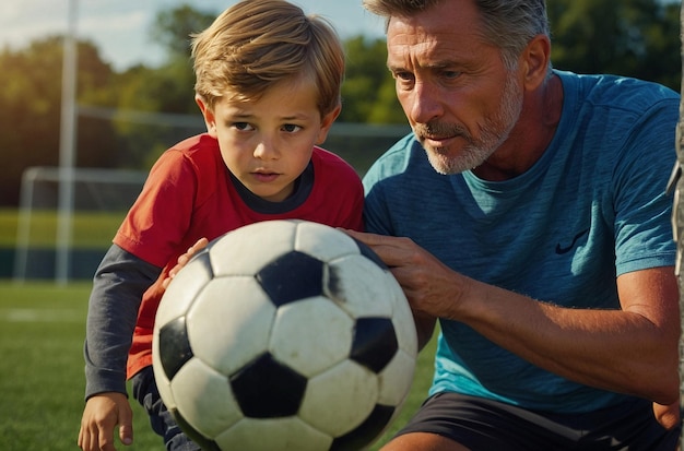 Soccer Practice Dad Son Teamwork