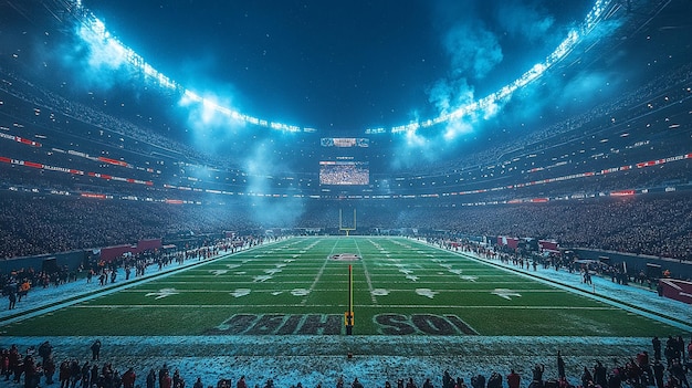 Photo soccer stadium with all lights