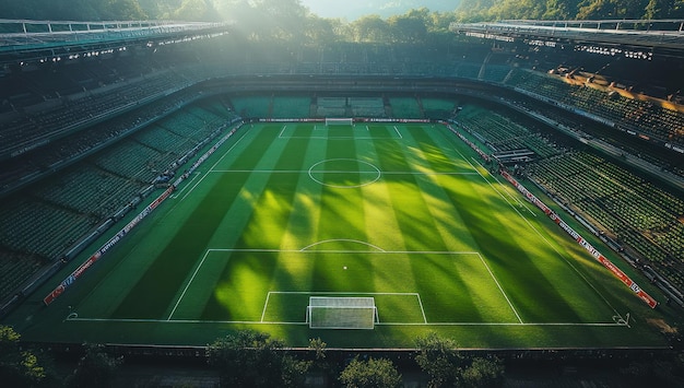 Soccer Stadium with Green Grass