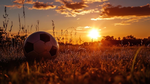 Photo soccer sunset football in the sunset