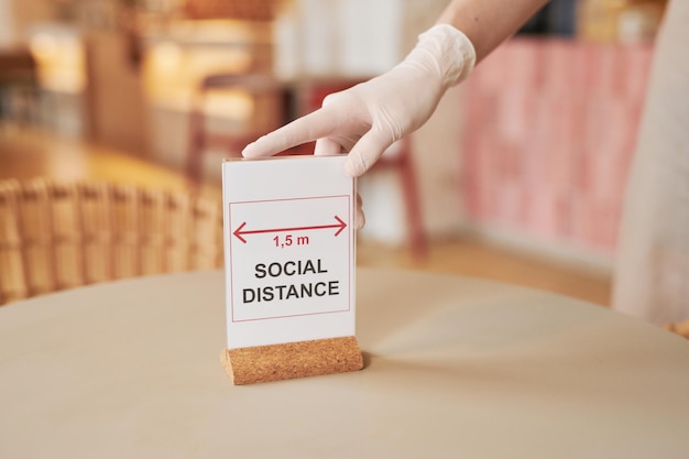 Social Distance Sign On Table