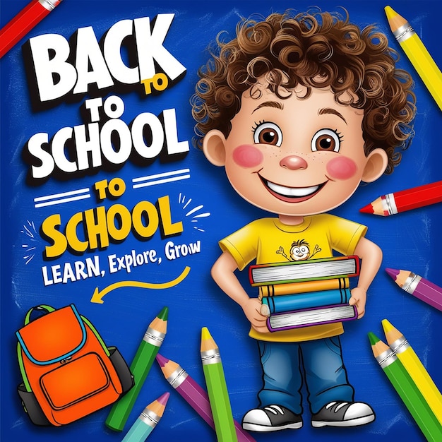 Social media banner advertising back to school for school equipment premium vector