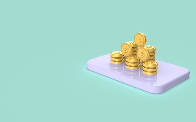 Social media coin digital marketing concept 3d rendering display