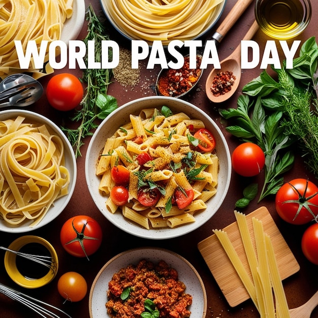 Photo social media design for world pasta day