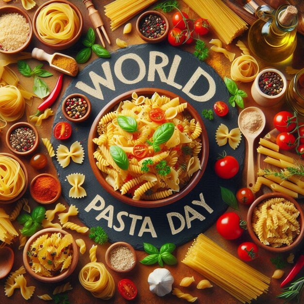 Photo social media design for world pasta day