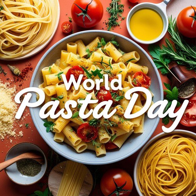 Photo social media design for world pasta day