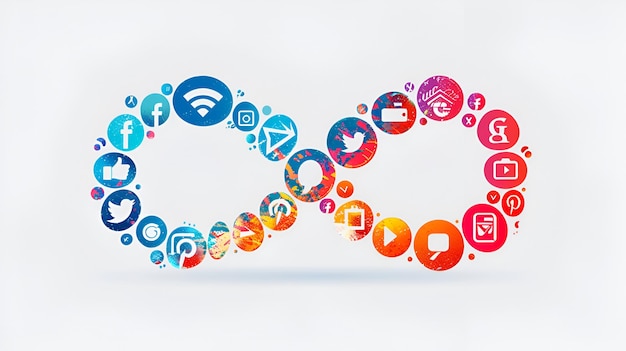 Photo social media icons forming infinity symbol representing endless connection