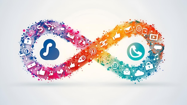 Social Media Icons Forming Infinity Symbol Representing Endless Connection