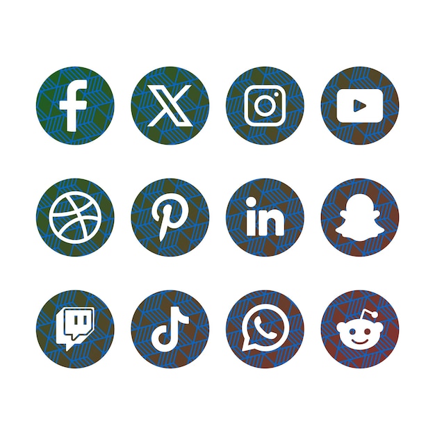 Social Media Icons Logo with X X Icon Instagram Tiktok Youtube Google Whatsapp Reddit Snap