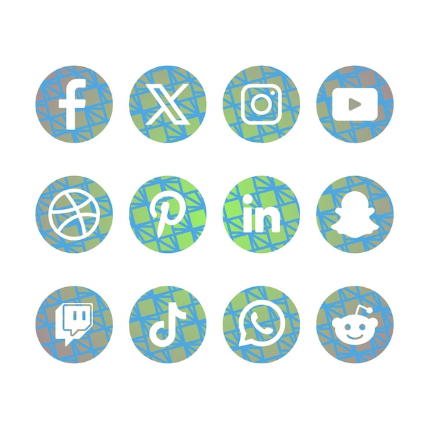 Social Media Icons Logo with X X Icon Instagram Tiktok Youtube Google Whatsapp Reddit Snap