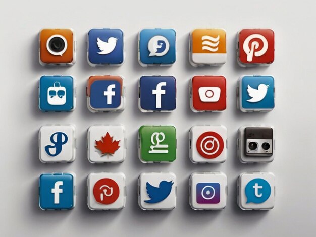 Social media icons on white background