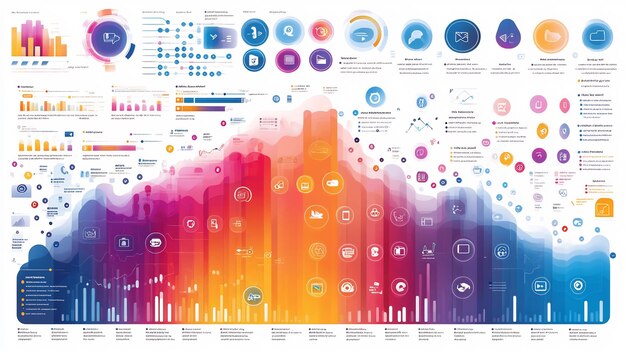 Photo social media infographic engagement statistics icons and colorful visuals