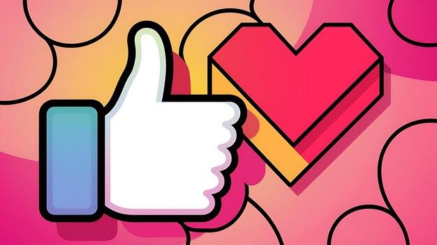 Social media like and heart icons background vector illustration