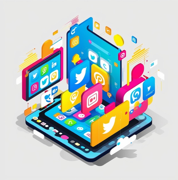 social media marketing isometric