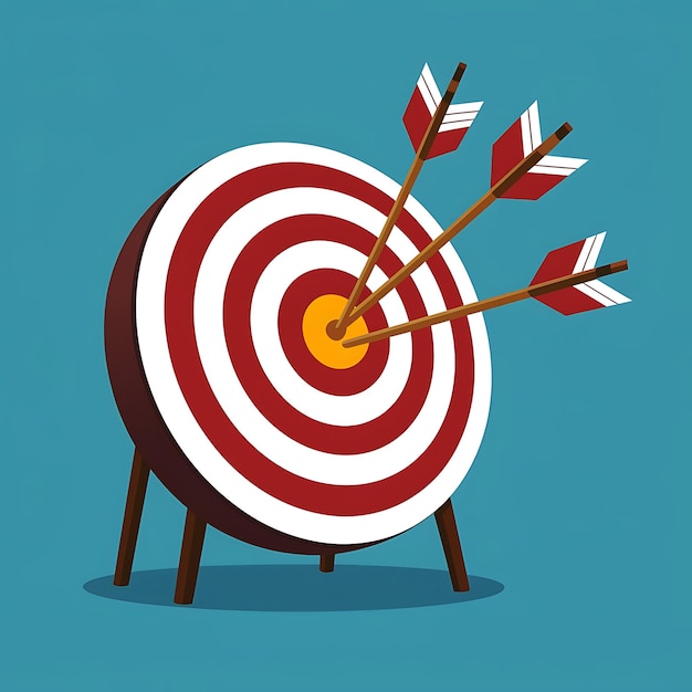 Photo social media marketing strategy aiming for success with arrows hitting the bullseye