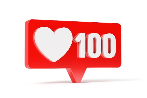 Social Media Network Love and Like Heart Icon, 100 likes