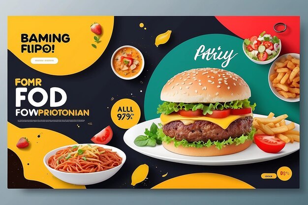 Photo social media post banner for food promotion suitable for banner ad web and food content